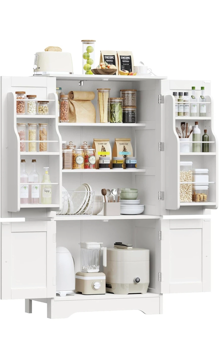 White Storage Cabinet with Adjustable Shelves