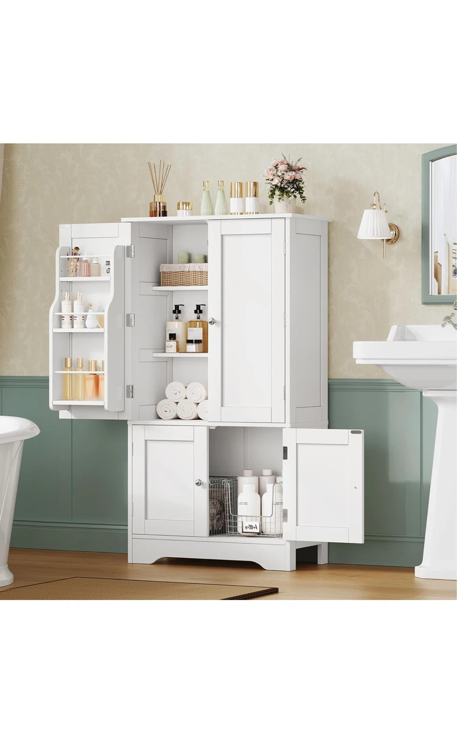 White Storage Cabinet with Adjustable Shelves - photo 2