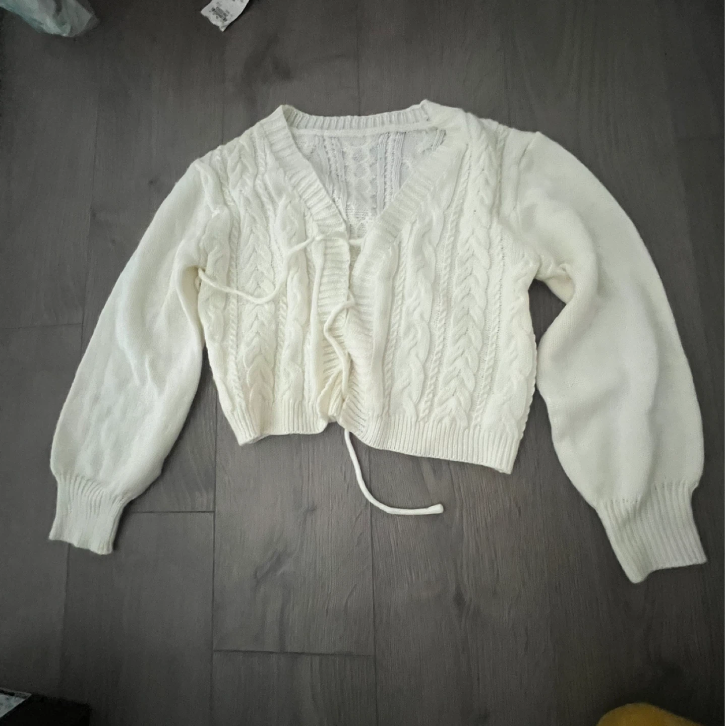 White Cable Knit Cardigan