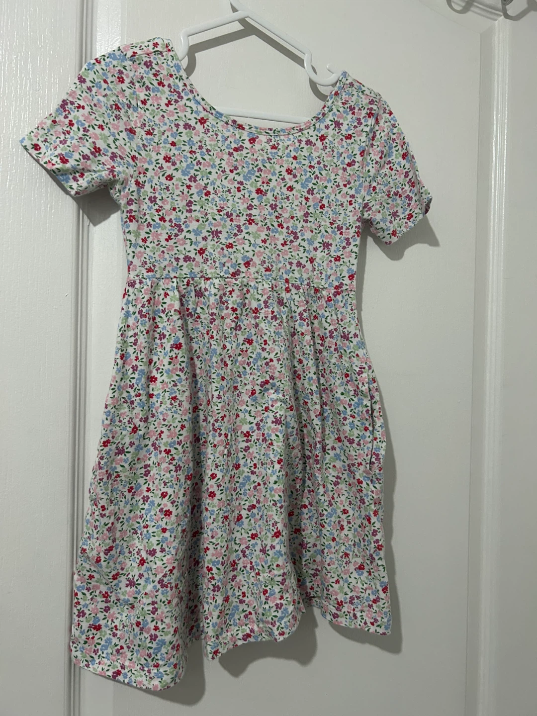 Girls Floral Print Short Sleeve Dress