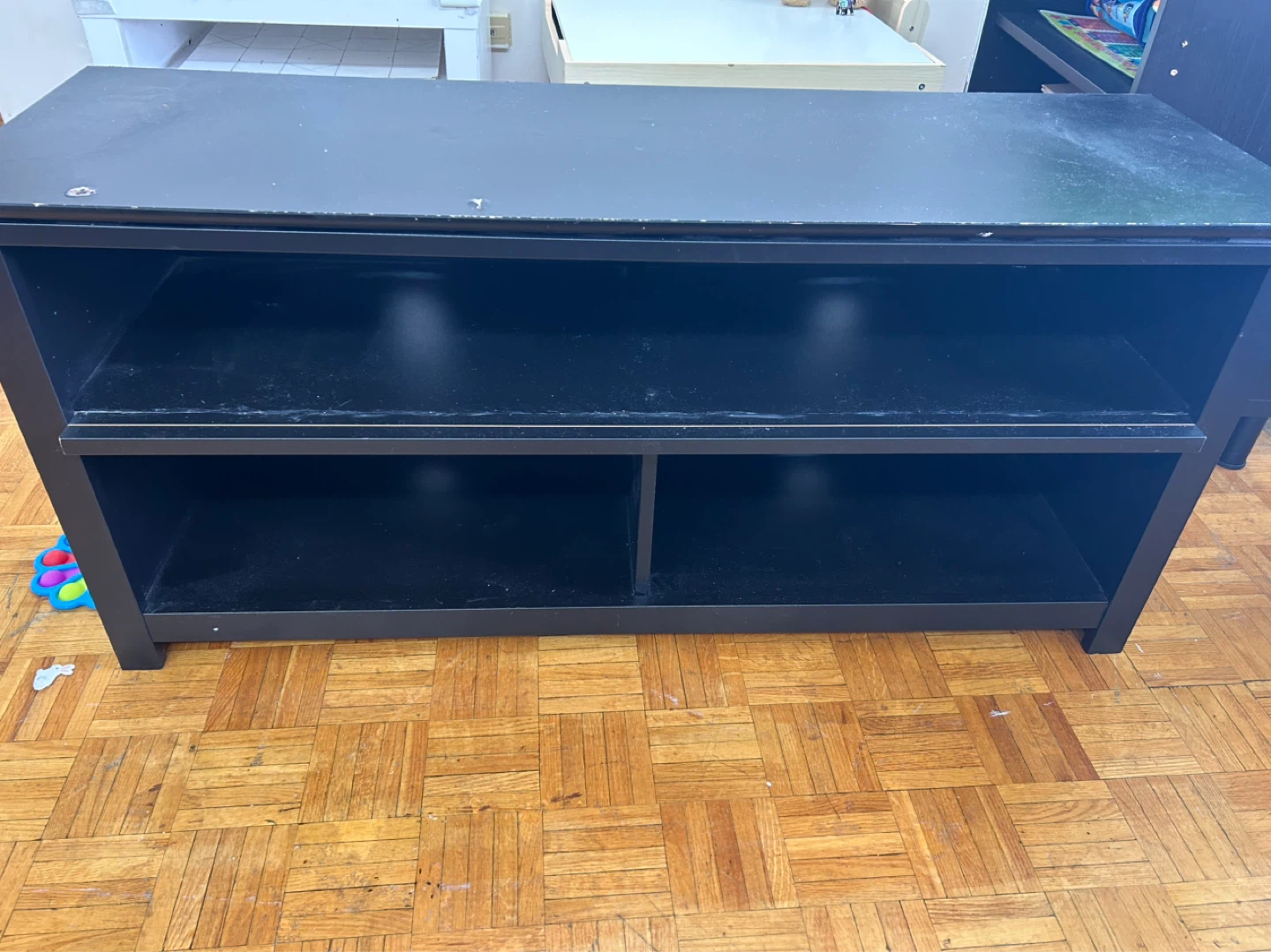Black Media Console with Shelves