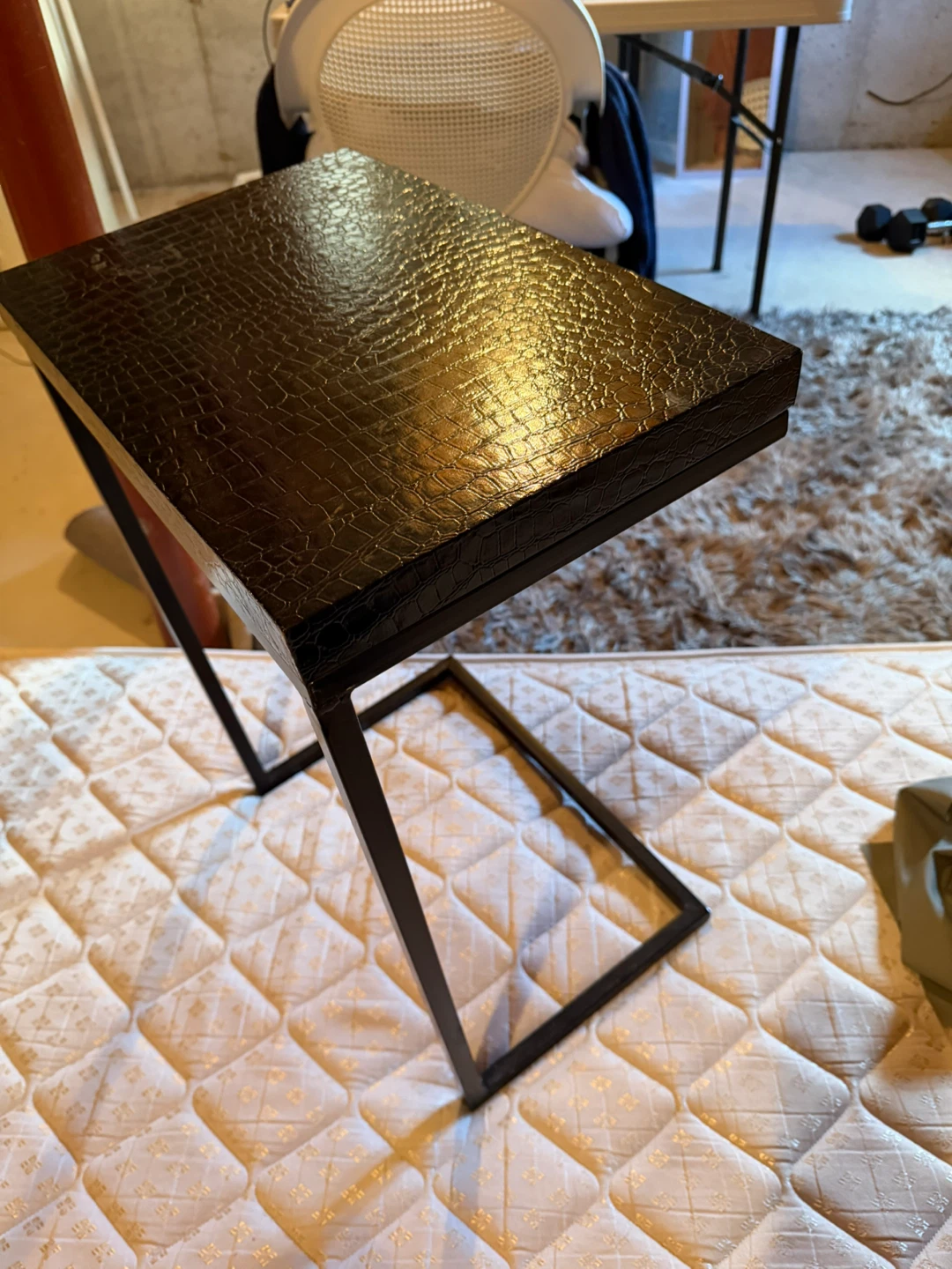 Black Faux Croc C-Table - photo 2