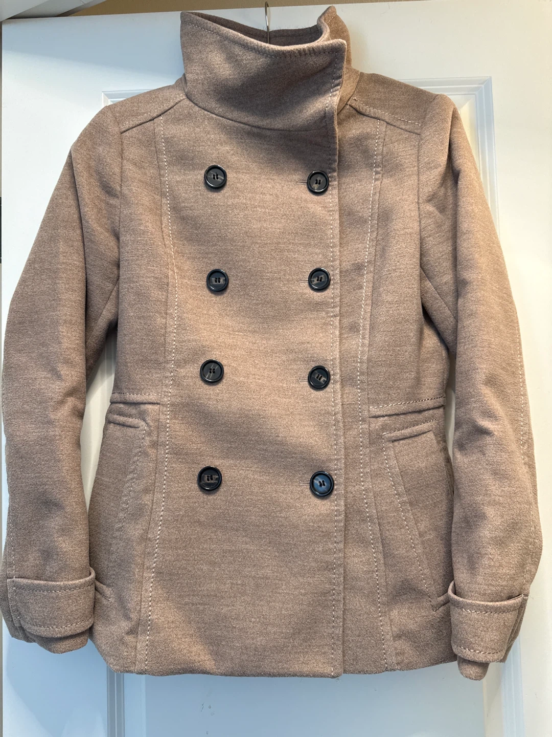 Women’s H&M Taupe Double-Breasted Peacoat