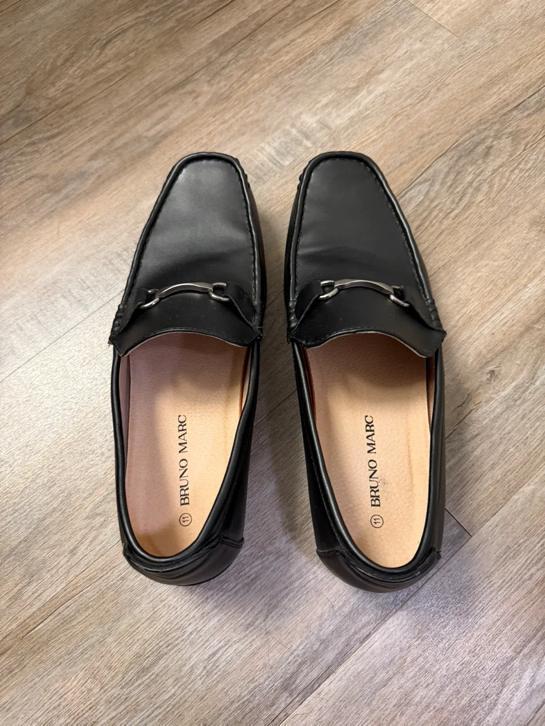 Bruno Marc Black Leather Loafers - Size 11 - photo 3