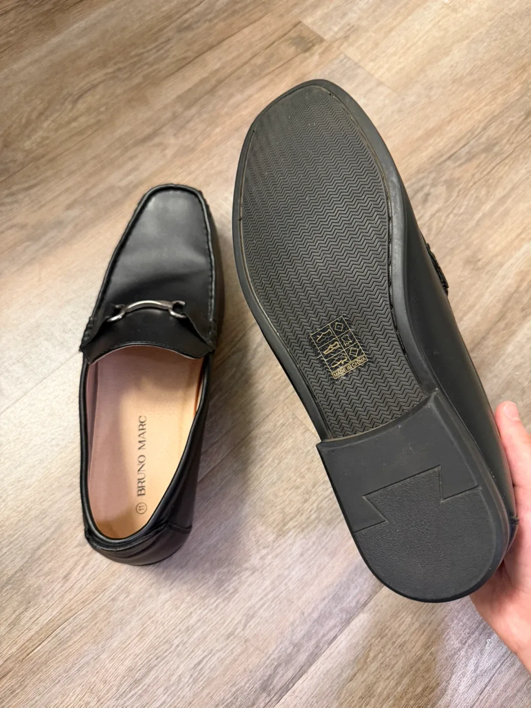 Bruno Marc Black Leather Loafers - Size 11 - photo 5
