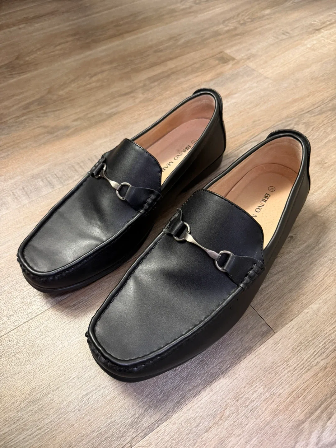Bruno Marc Black Leather Loafers - Size 11