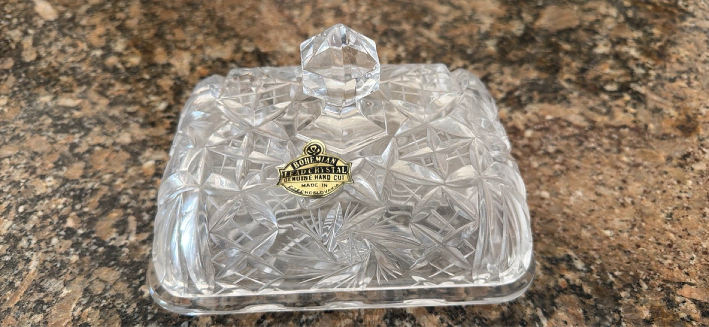 Bohemian Crystal Butter Dish