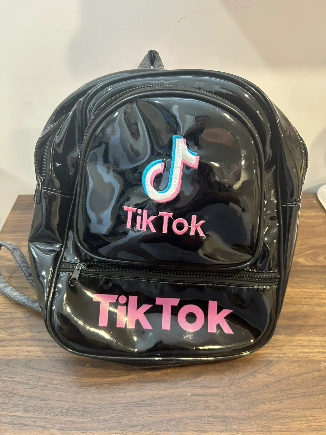 Black Patent TikTok Backpack