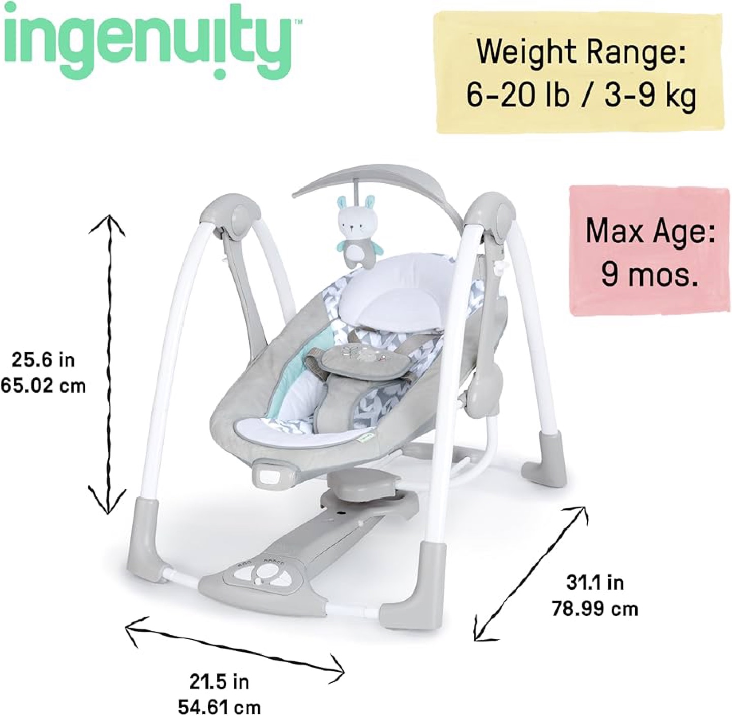 Ingenuity ConvertMe Swing-2-Seat Portable Swing OM-9M - photo 2