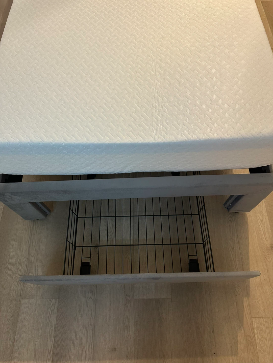 Grey Velvet Twin Bed Frame with Mattress - photo 2