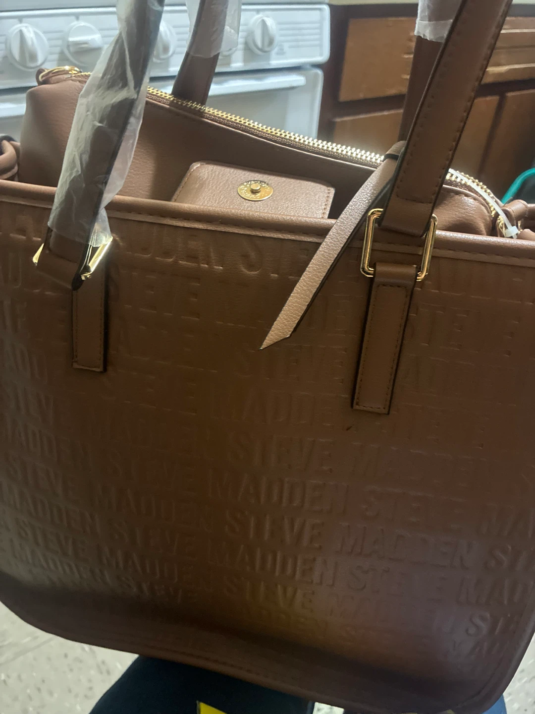 Steve Madden Brown Tote Bag with Wallet Pouch