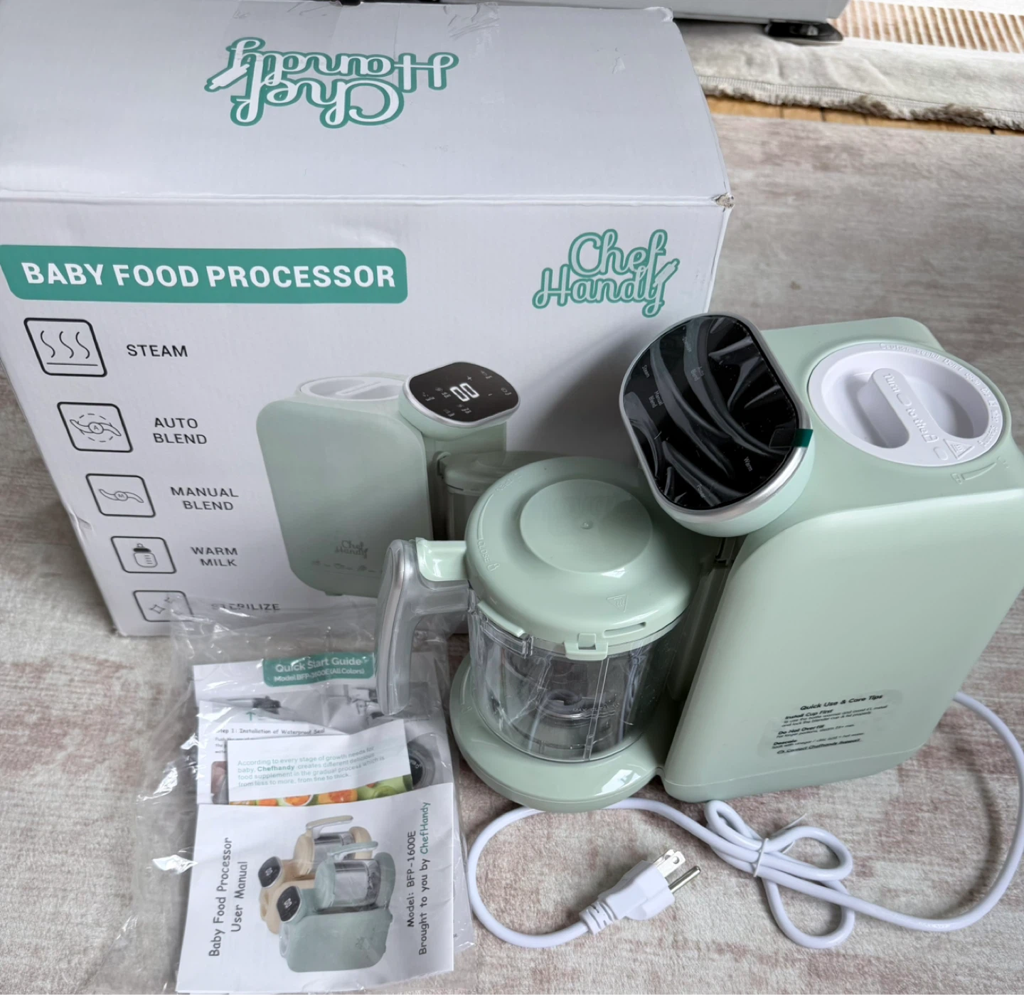 ChefHandy Baby Food Processor Steamer & Blender Green
