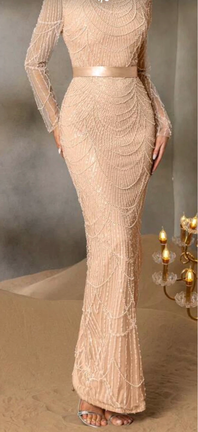 Beaded Long Sleeve Maxi Dress - photo 2