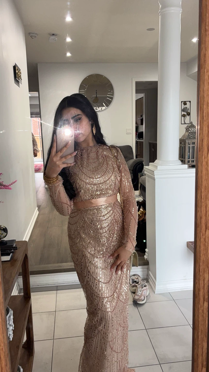 Beaded Long Sleeve Maxi Dress