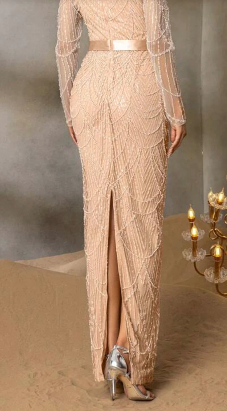 Beaded Long Sleeve Maxi Dress - photo 3