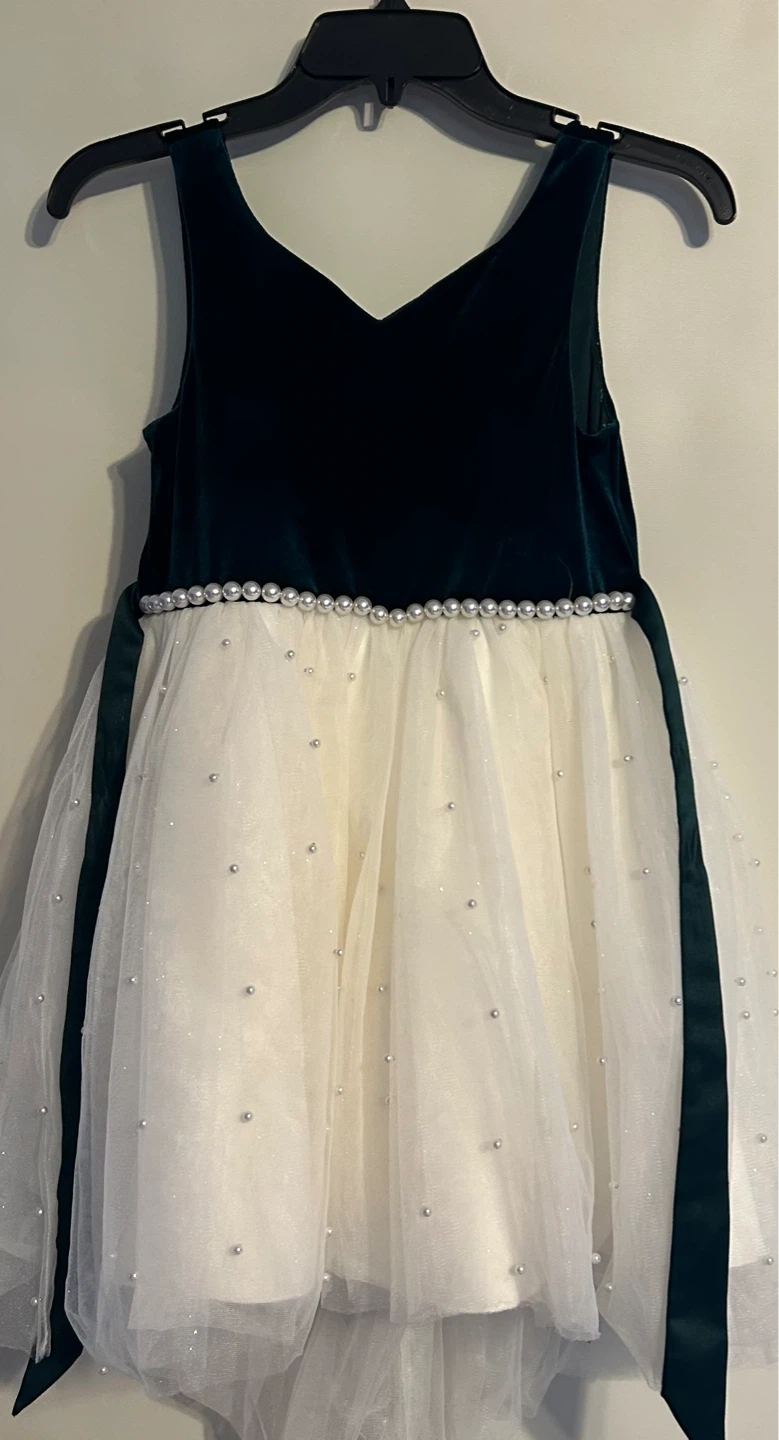 Girls Velvet & Tulle Dress with Pearls Size 10 American Princess