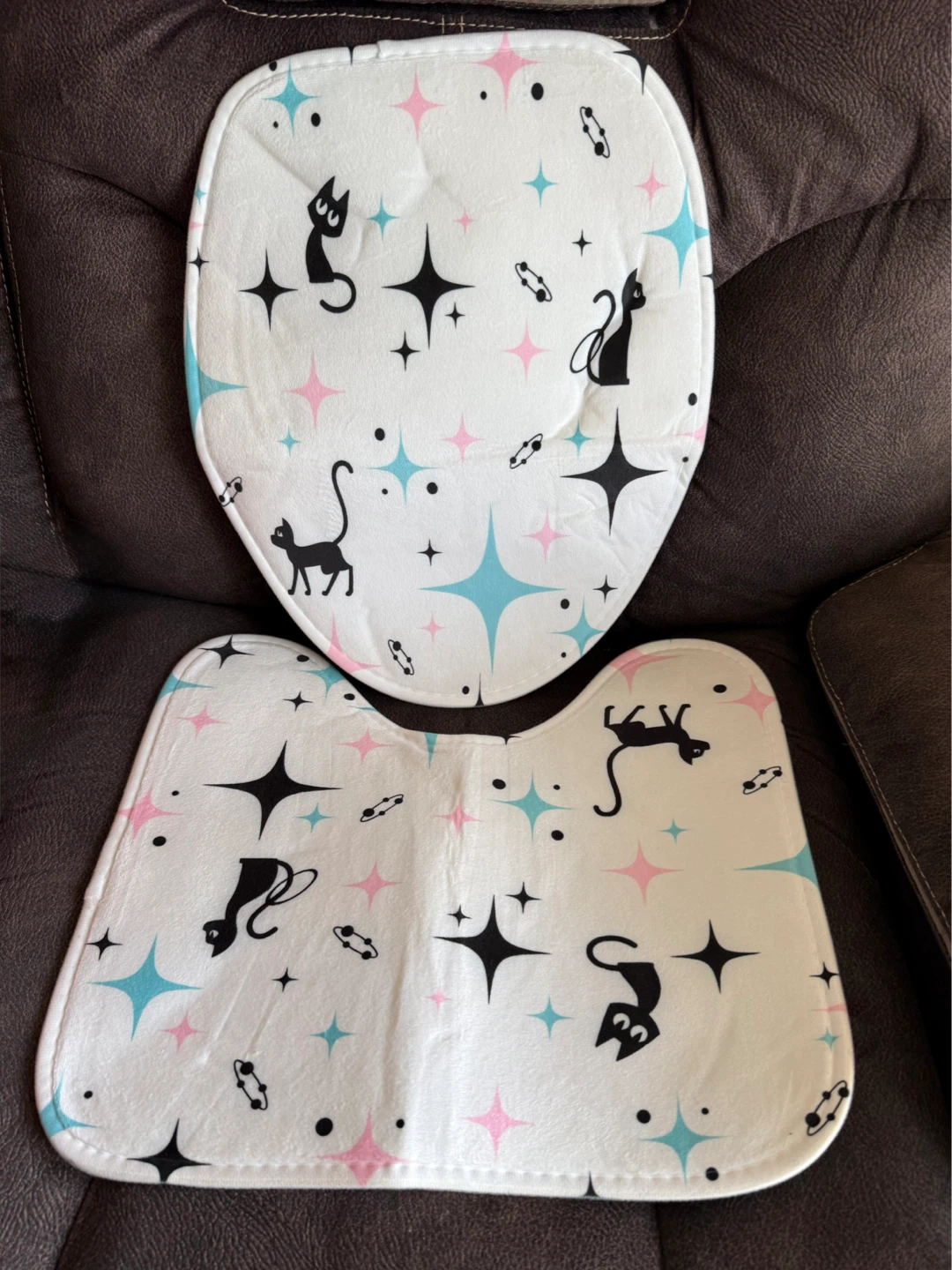 Cat & Stars Toilet Seat Cover and mat