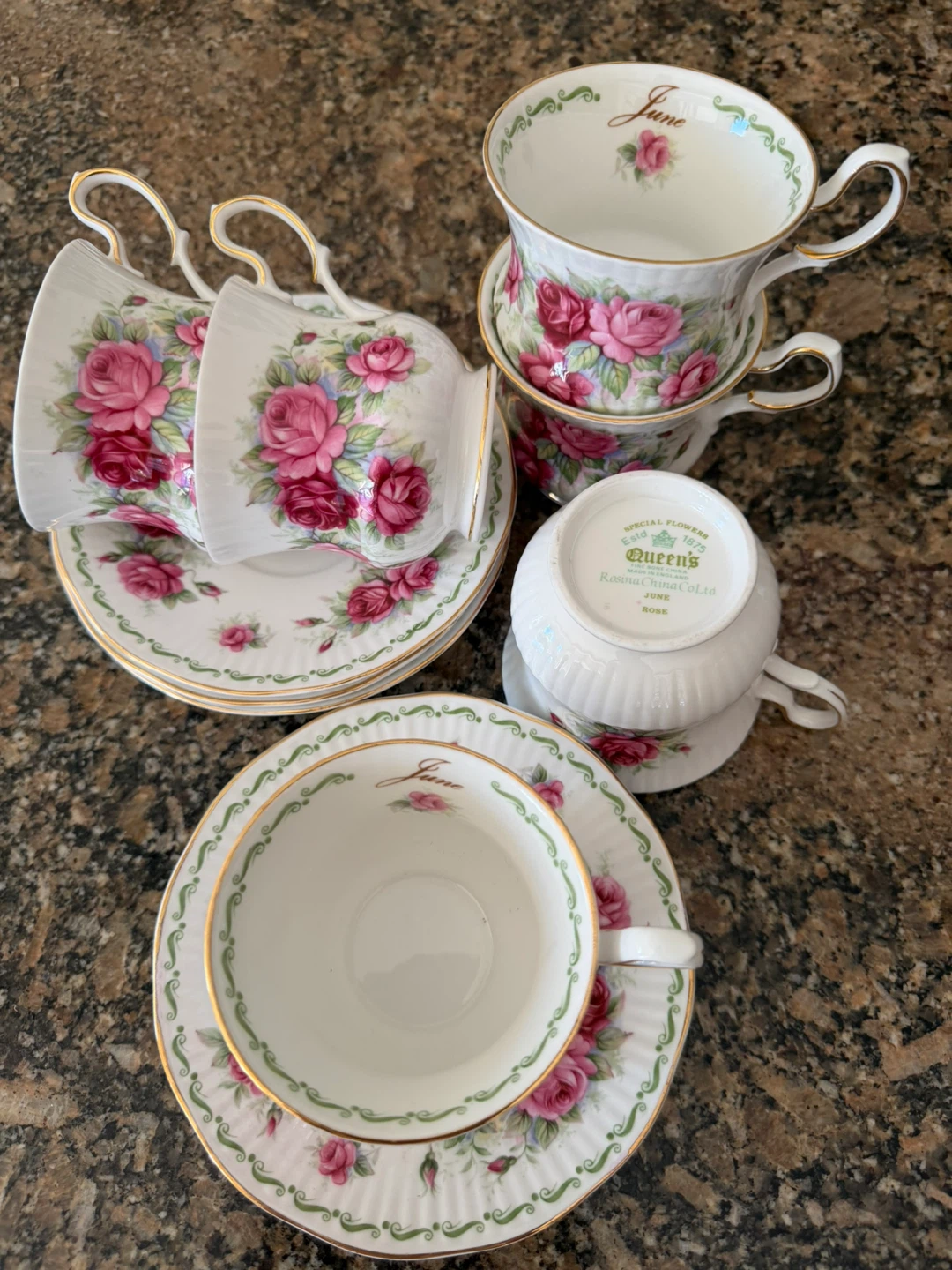 Rosina Queen's Fine Bone China Tea Cups and Saucers Set - photo 2