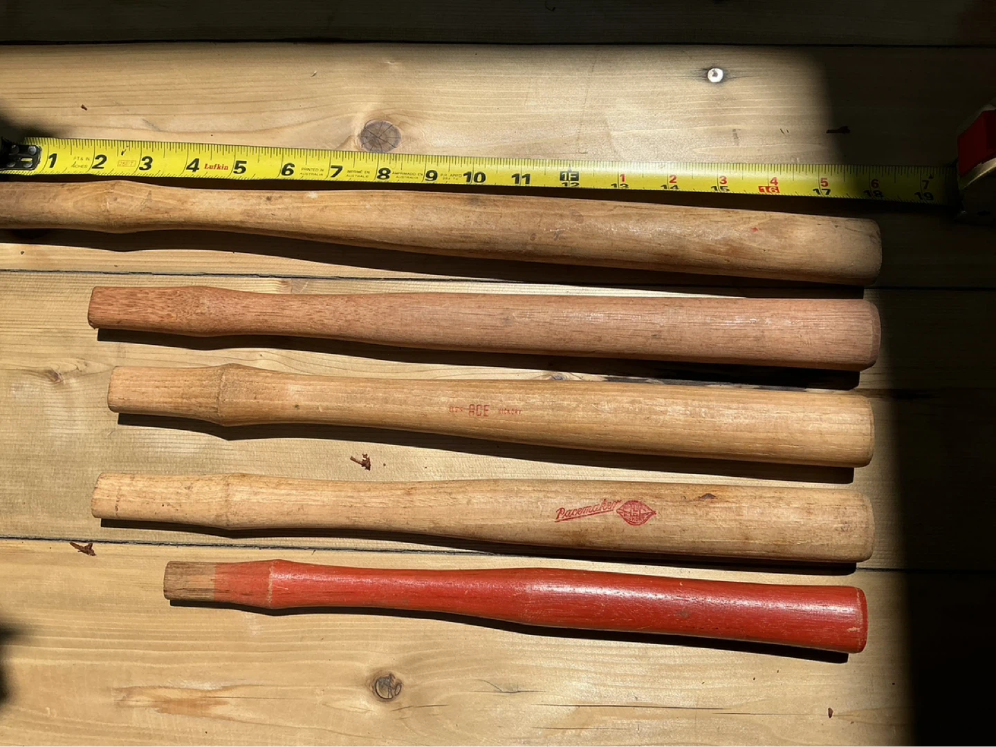 5 Vintage Hickory Tool Handles !