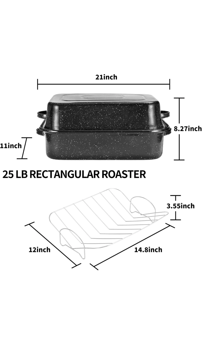 JY COOKMENT 21 Inch Rectangular Roasting Pan with Lid and Rack - photo 5