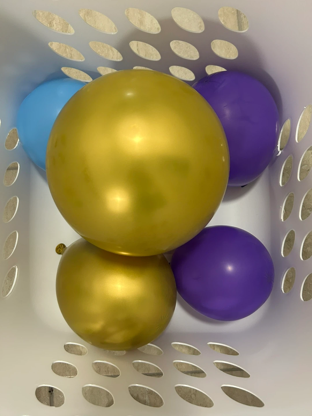 Preowned blown up Gold and Purple Balloons party decorations