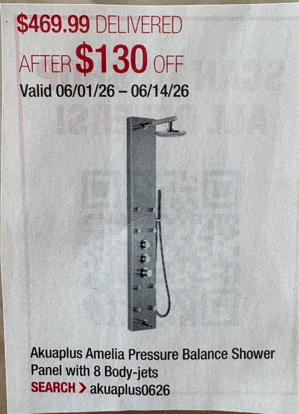 Shower Panel with Body Jets and Hand Wand