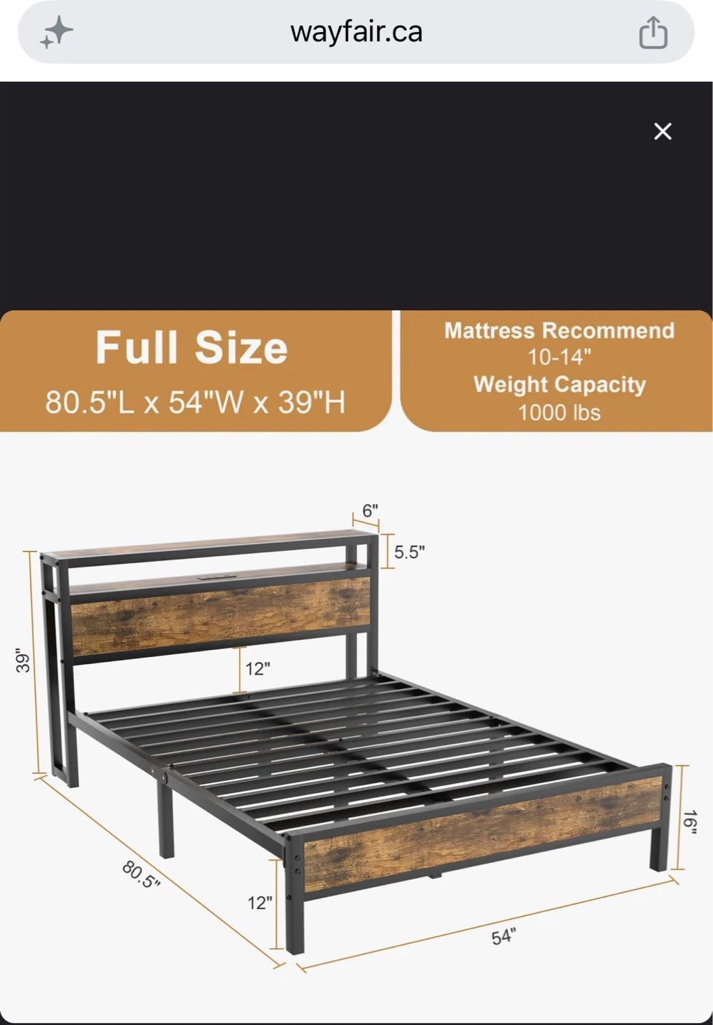 Wayfair: Queen Size bed-frame - photo 2