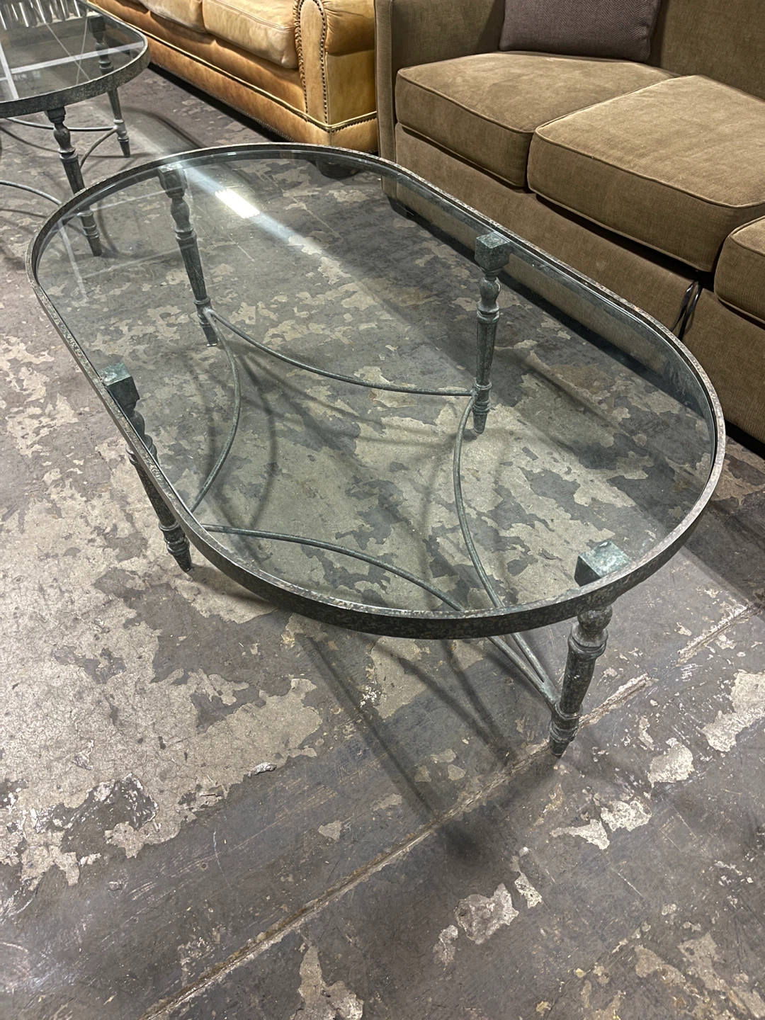 Glass coffee tables w/ metal framing. Heavy