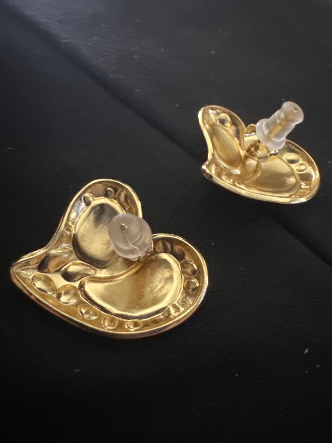 Gold laminated Heart Earrings with Pink Enamel - photo 2