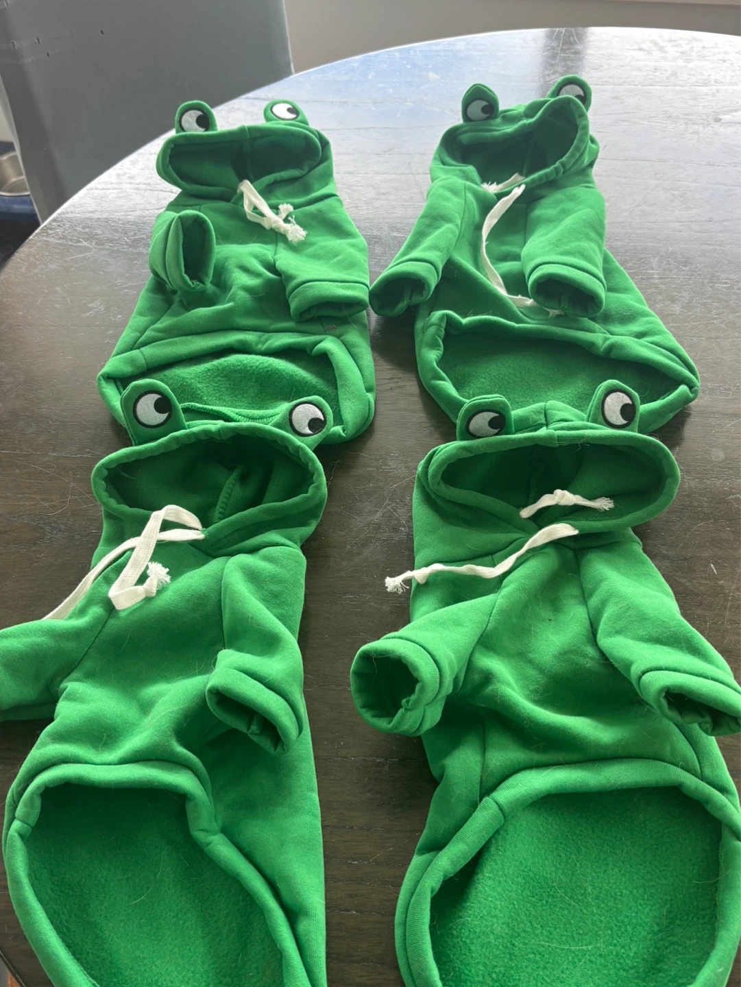 Four Green Frog Hoodies for cats/ small dogs