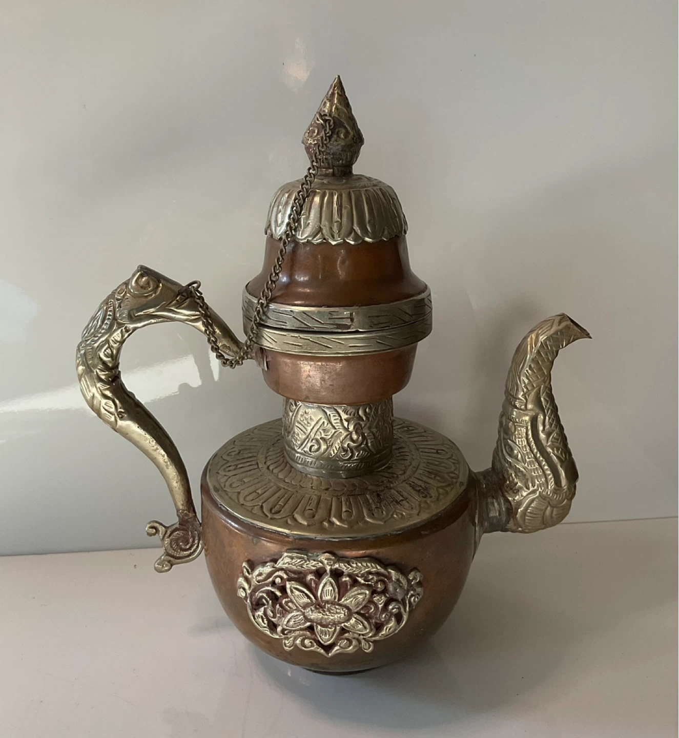 Vintage Gold Bronze Tone Middle Eastern Tibetan Tea Coffee Pot
