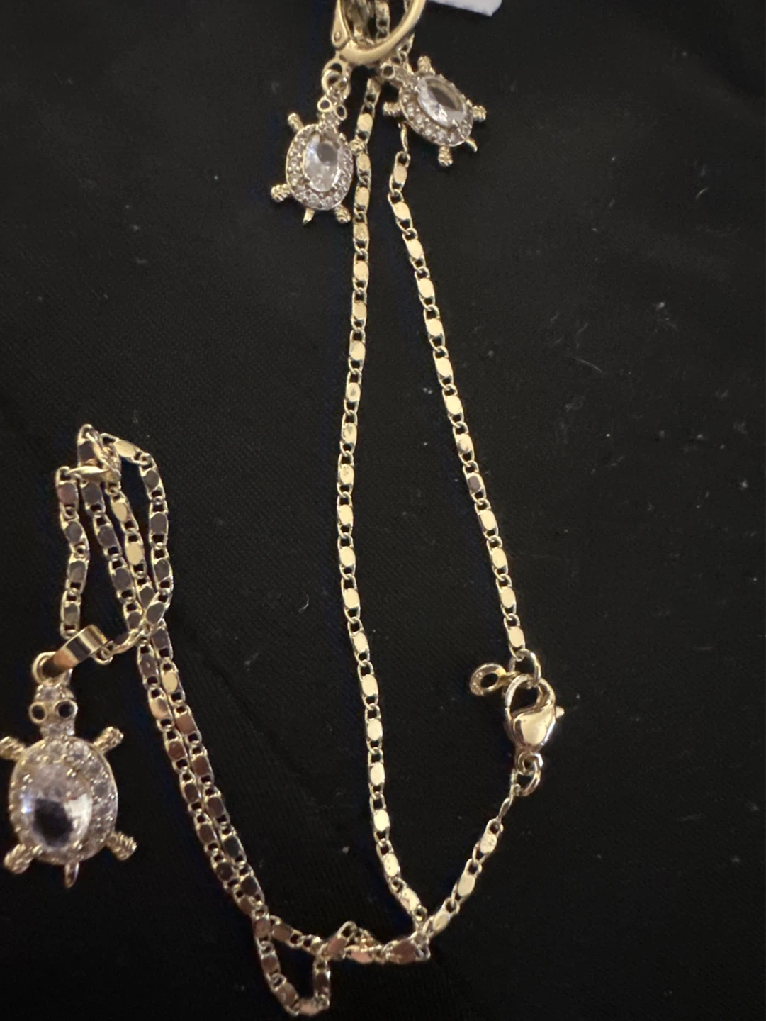 Gold-laminatedTurtle Charm Bracelet & Earrings Set