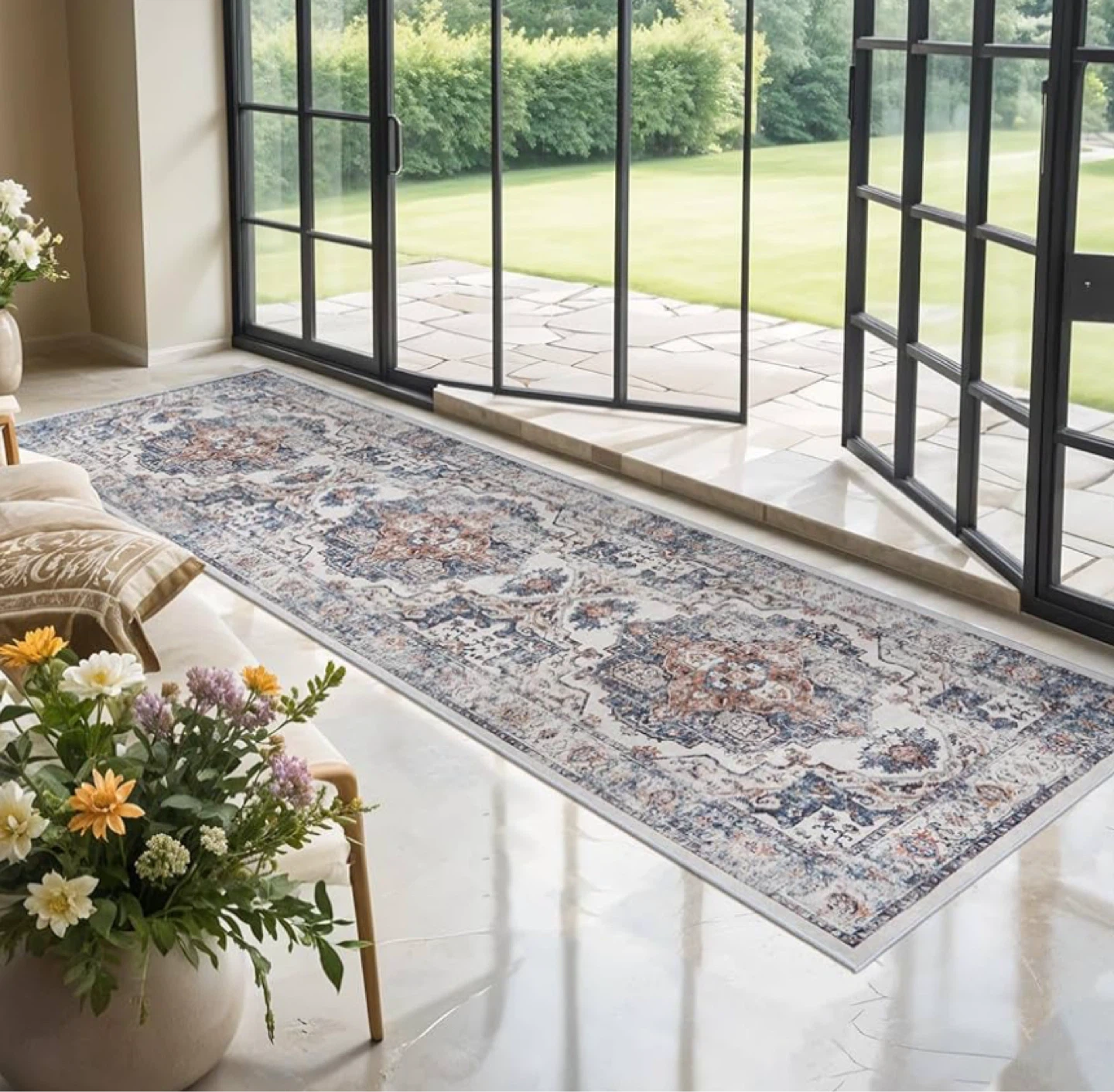 Runner Rug - 2x8 Vintage Distressed Medallion Pattern