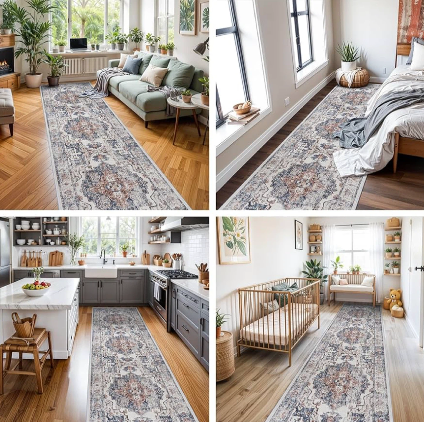 Runner Rug - 2x8 Vintage Distressed Medallion Pattern - photo 4