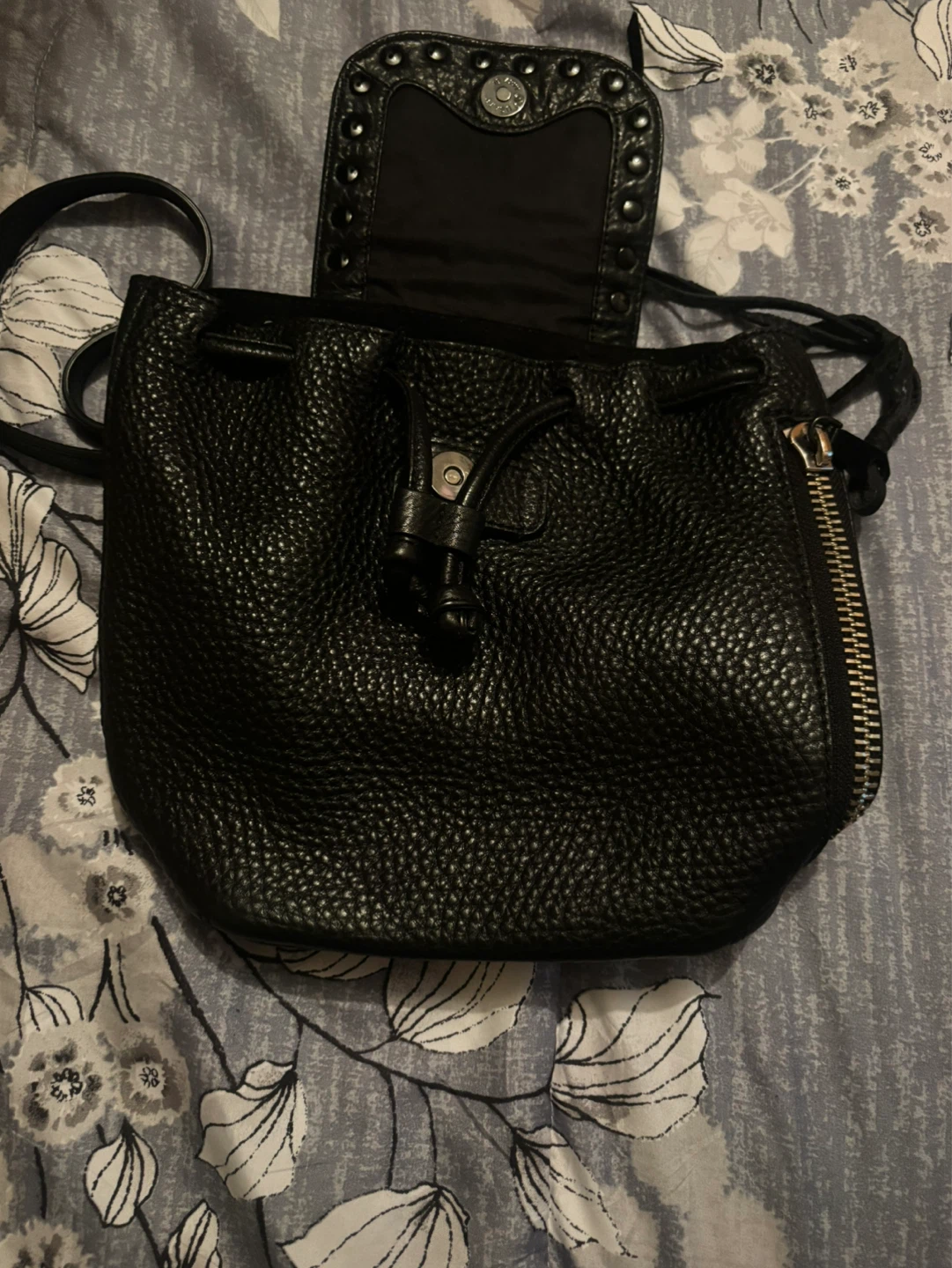 Black Leather Backpack with Studs - photo 4