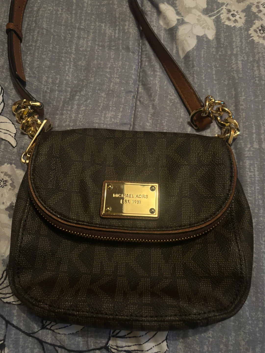 Michael Kors Small Brown Signature Logo Crossbody Bag