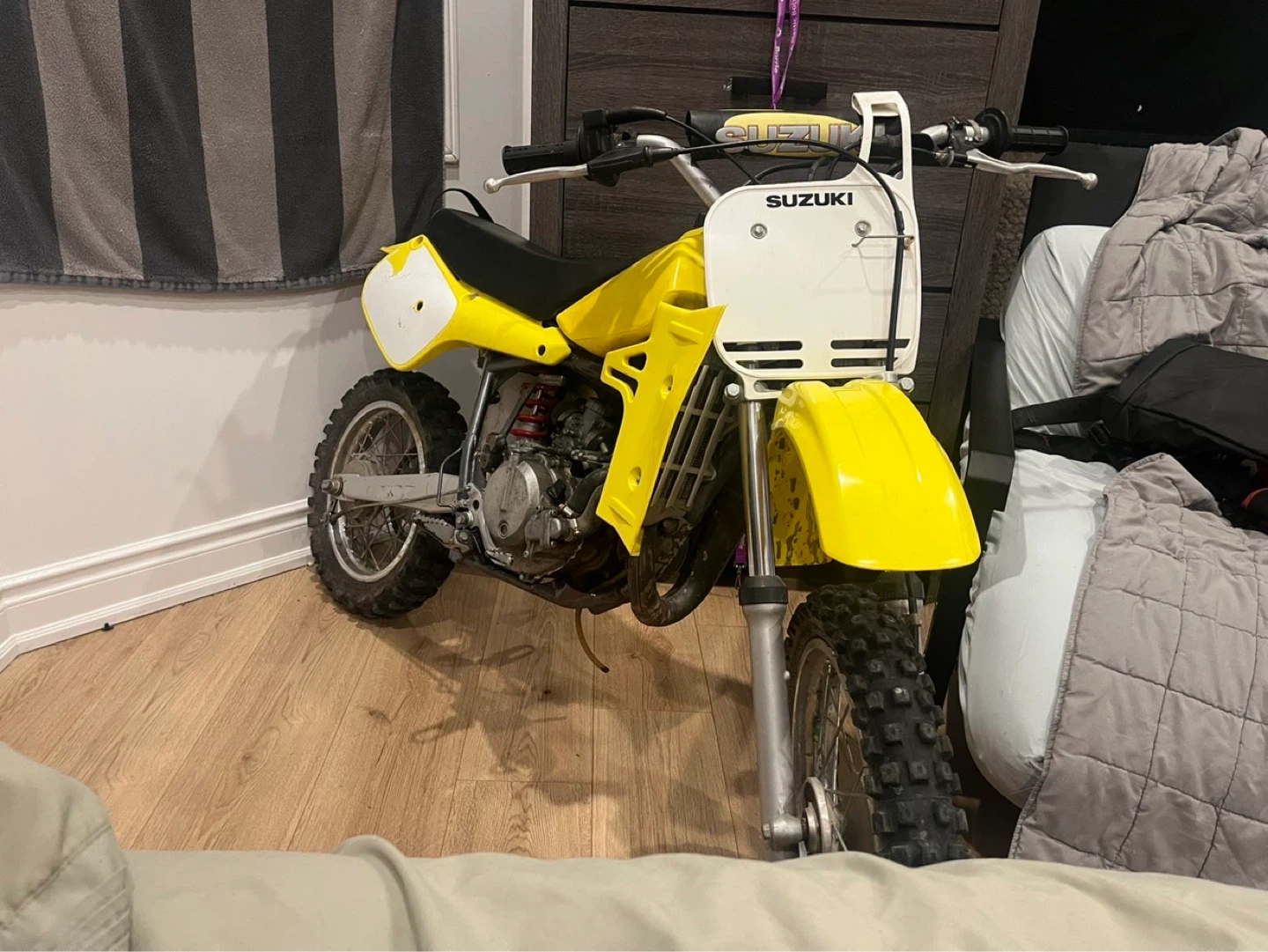 Yellow Suzuki Dirt Bike
