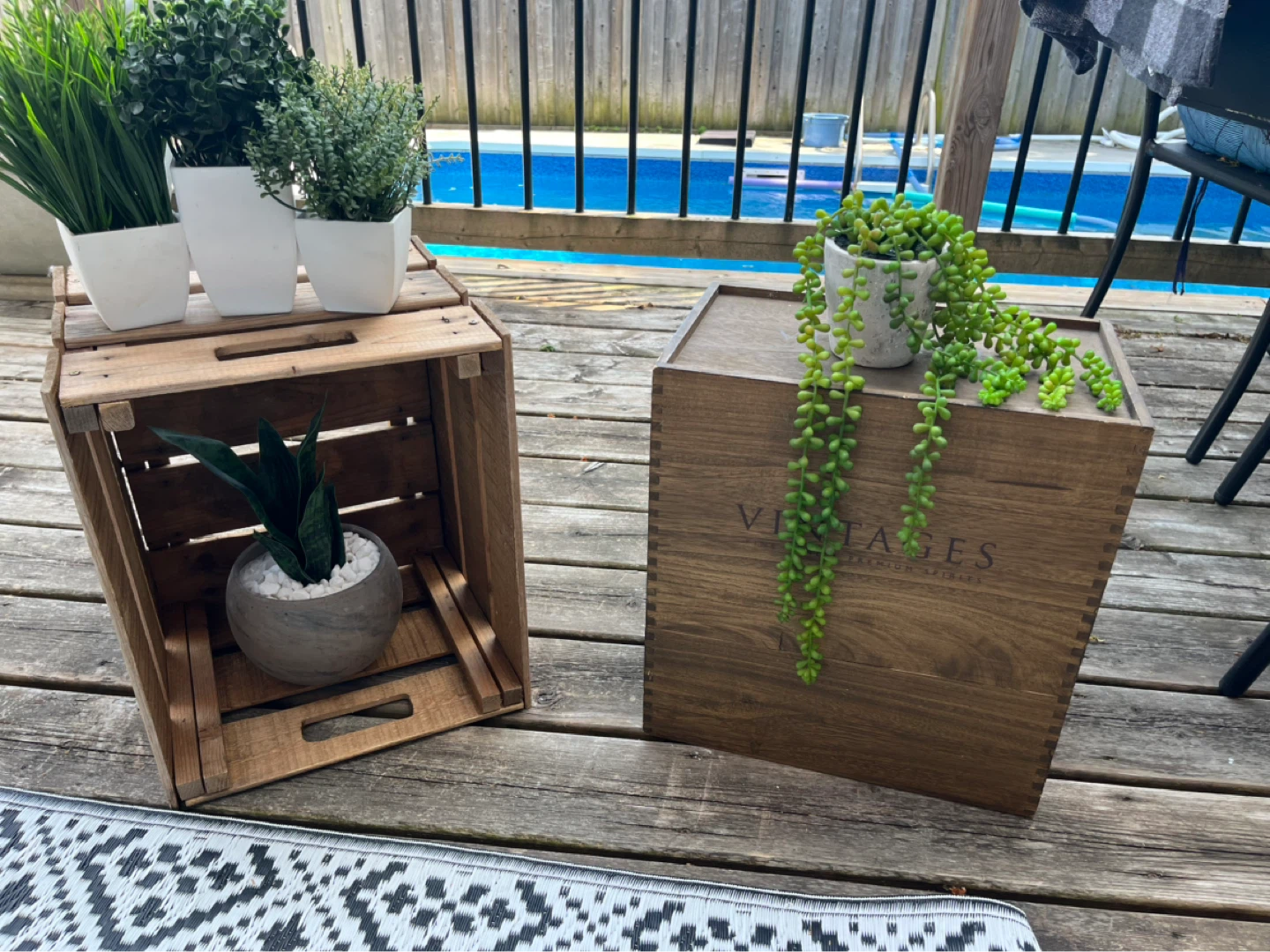 2 wooden crates for garden/home decor or storage $15 each