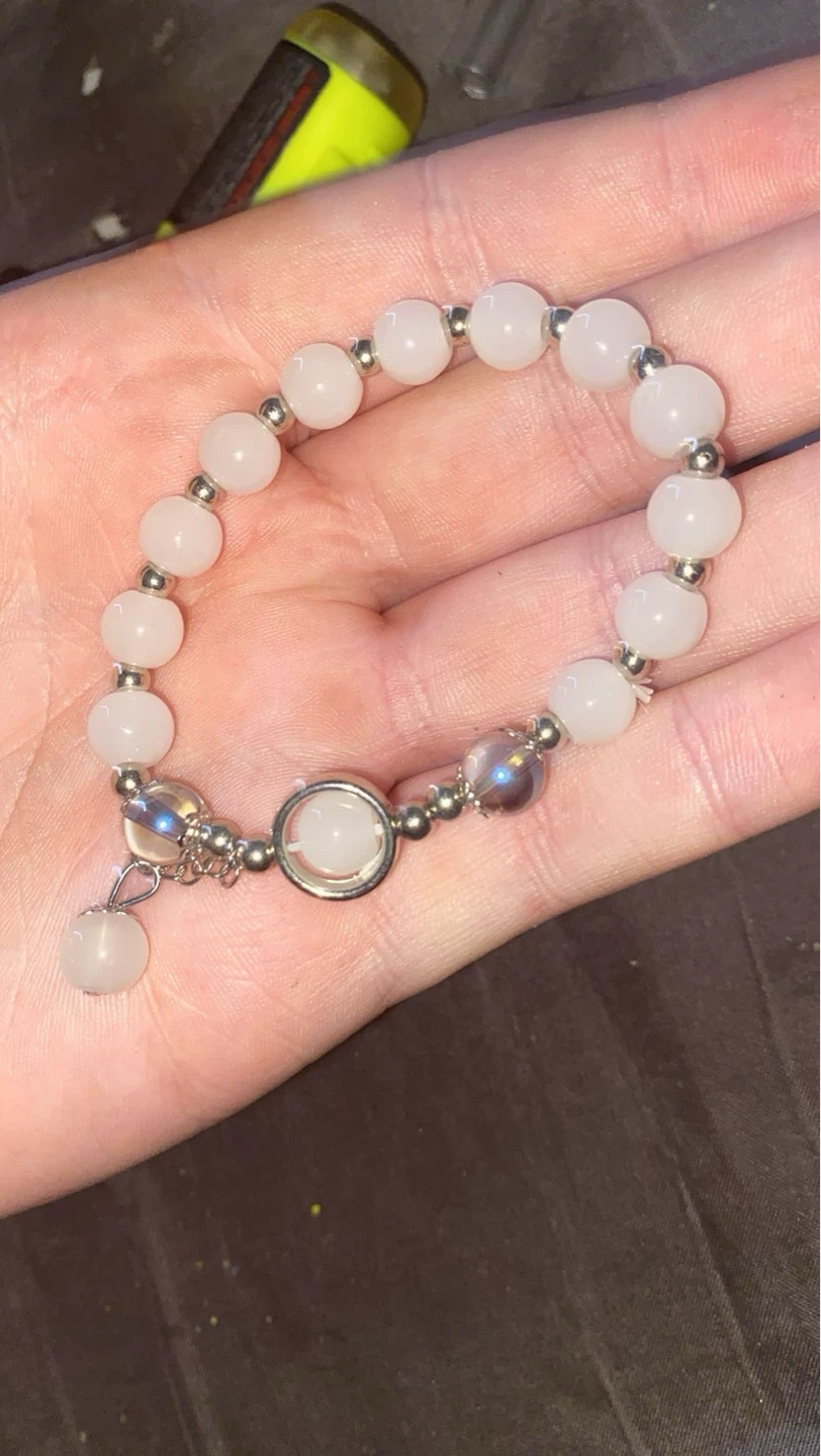 White Beaded Bracelet with Charm - photo 2