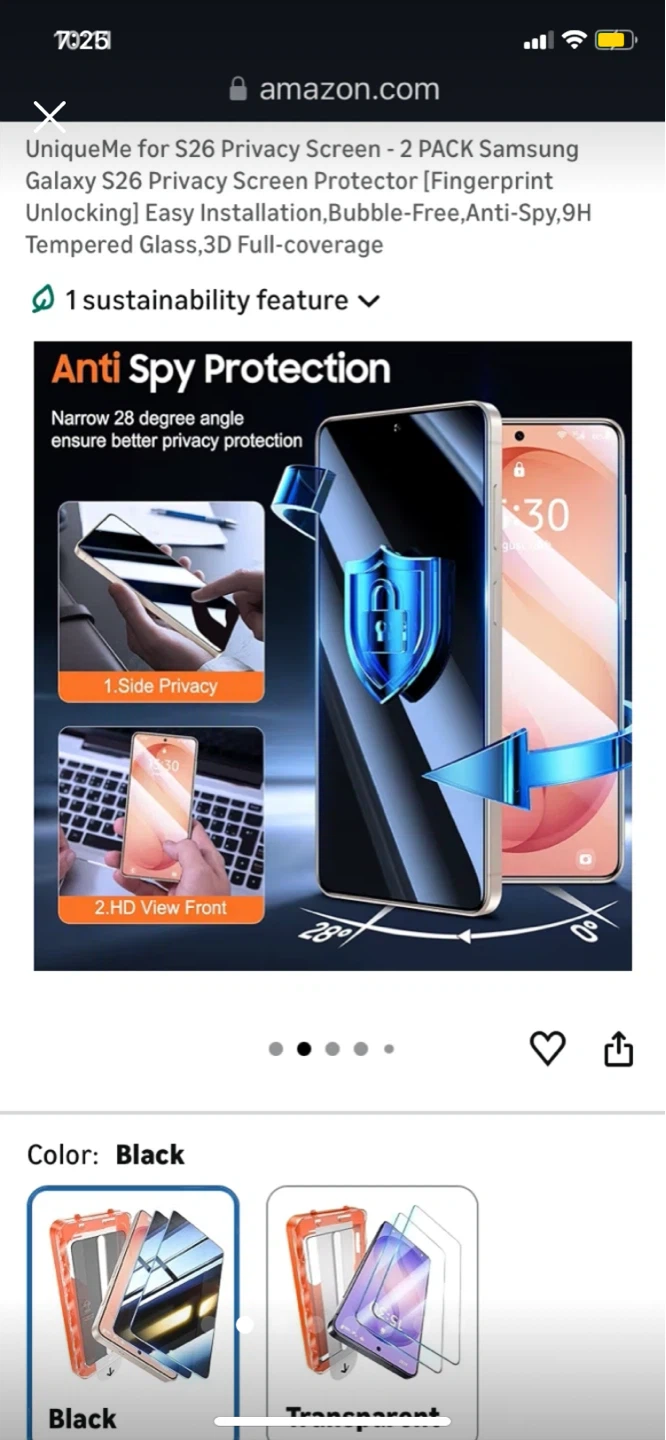 UniqueMe Privacy Screen Protector for Samsung Galaxy S26 - photo 2