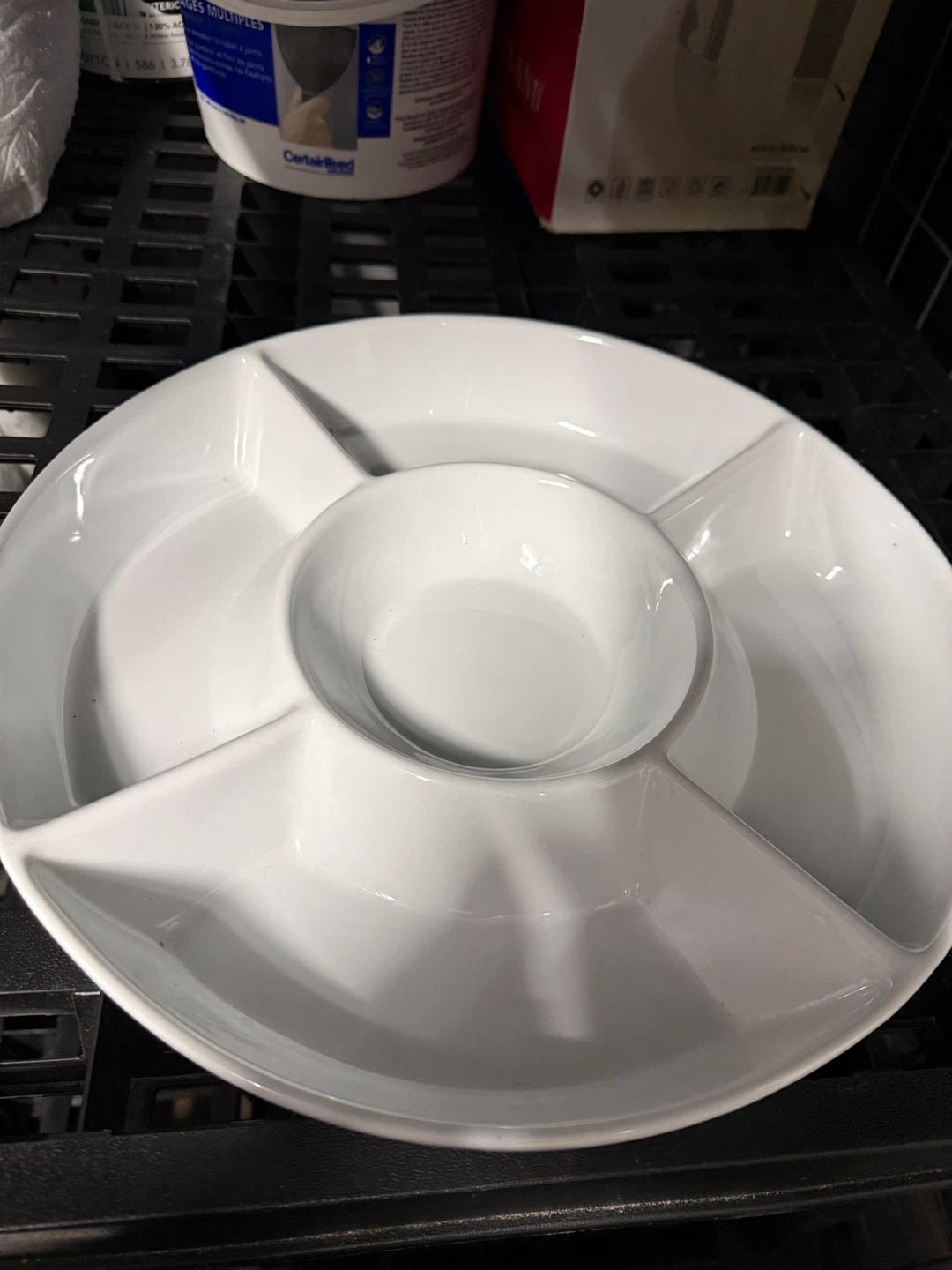 White Ceramic Serving Platter with Dip Bowl - photo 3