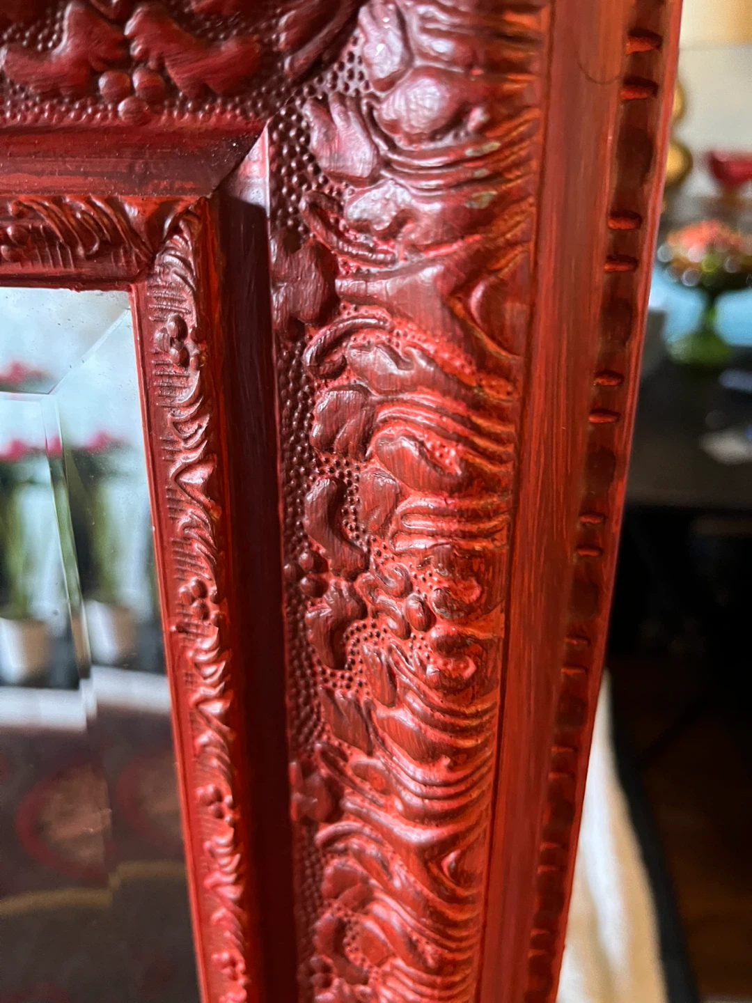 Red Ornate Mirror - photo 2