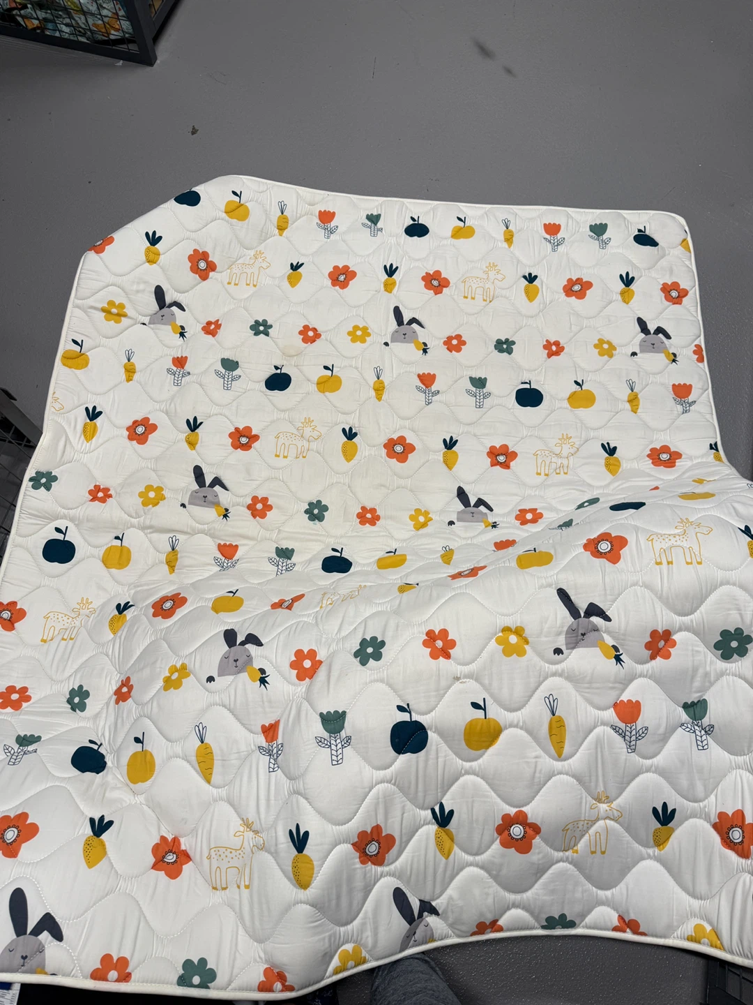 Quilted Play Mat with Bunny and Fruit Print - photo 3