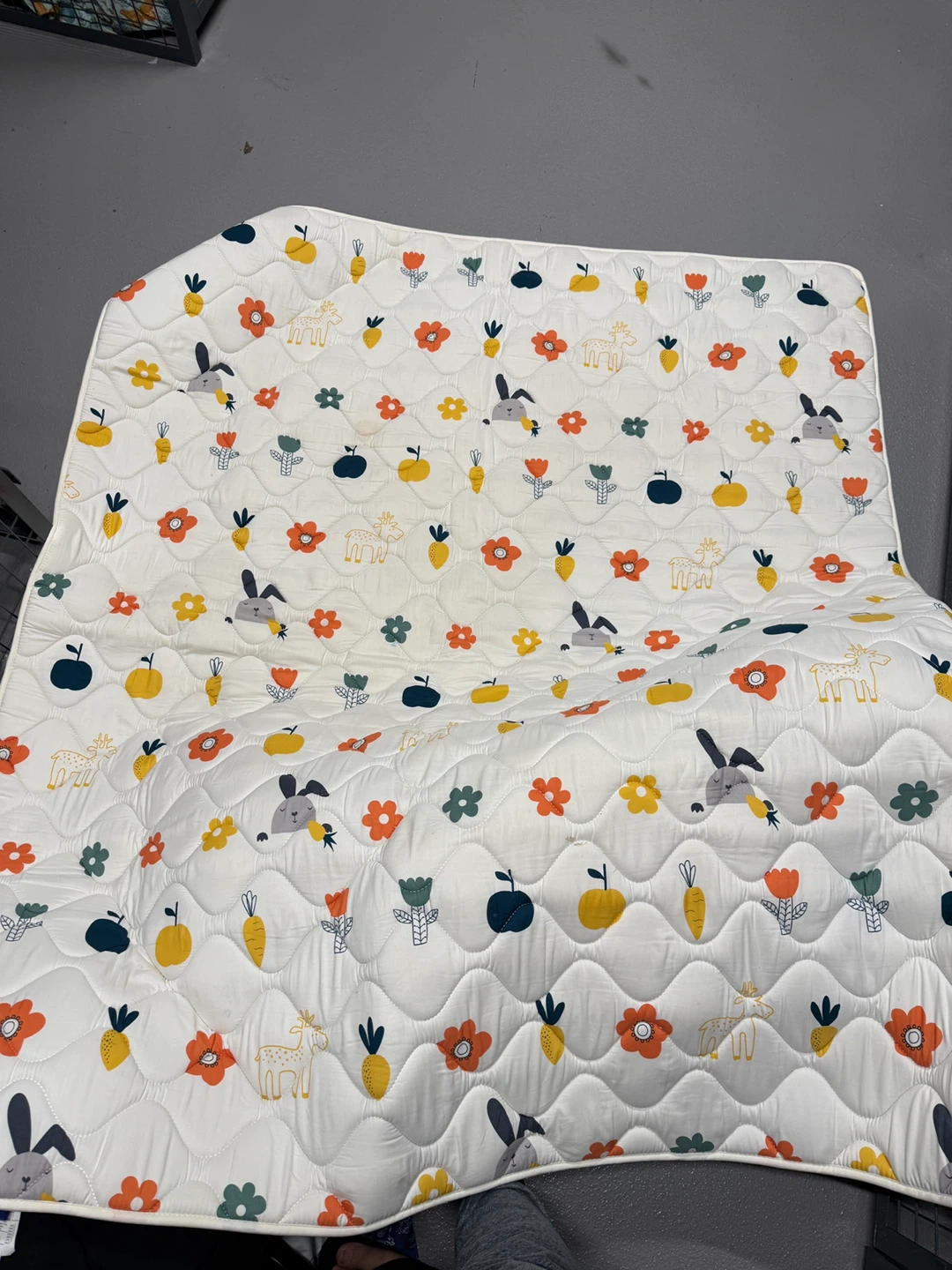 Quilted Play Mat with Bunny and Fruit Print - photo 2