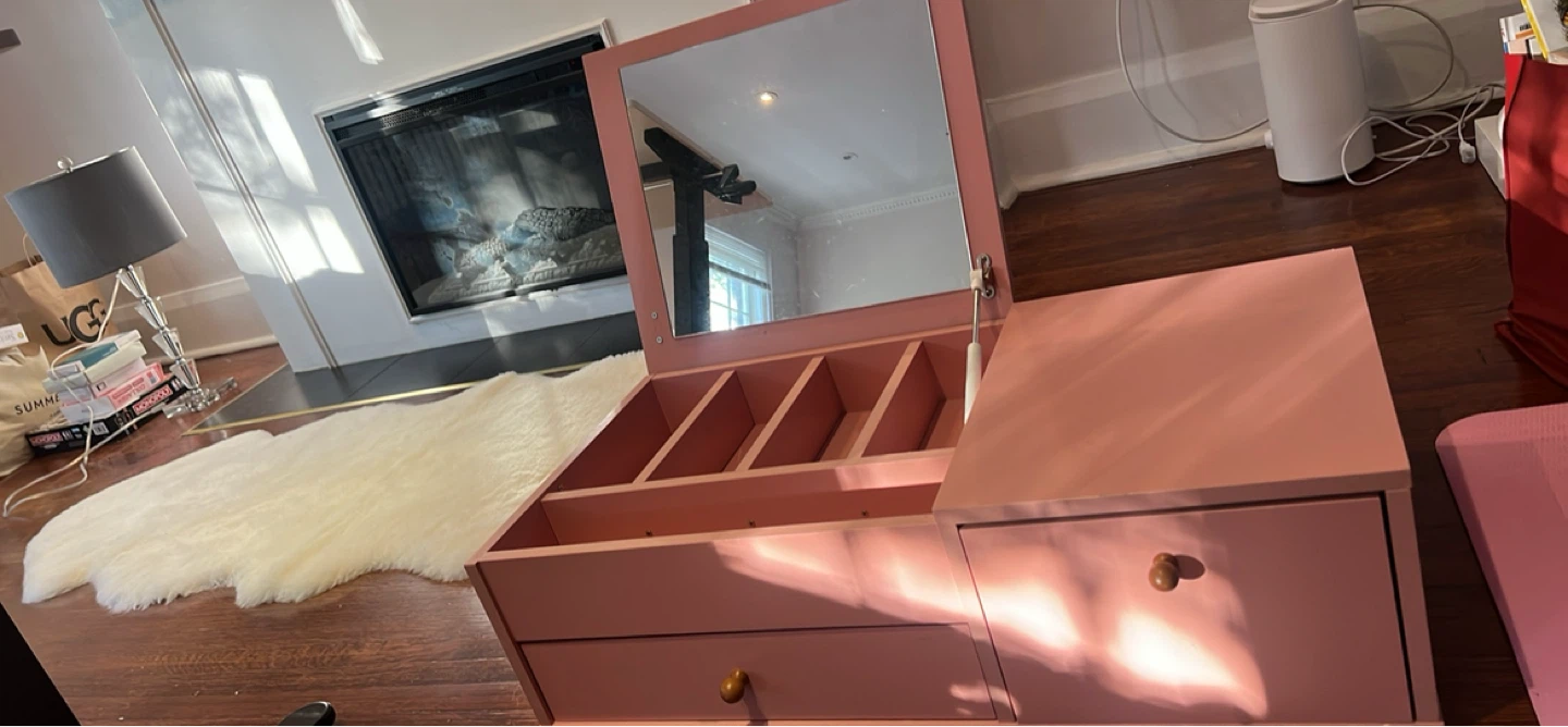 Pink Jewellery Box with Mirror