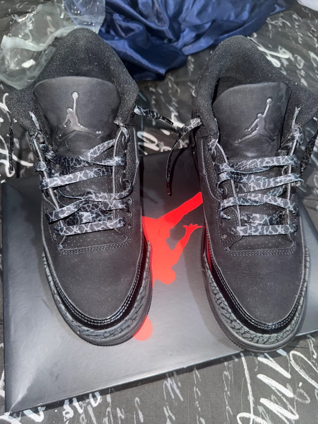Jordan 3 Black Cat Size 9.5 Og All - photo 2