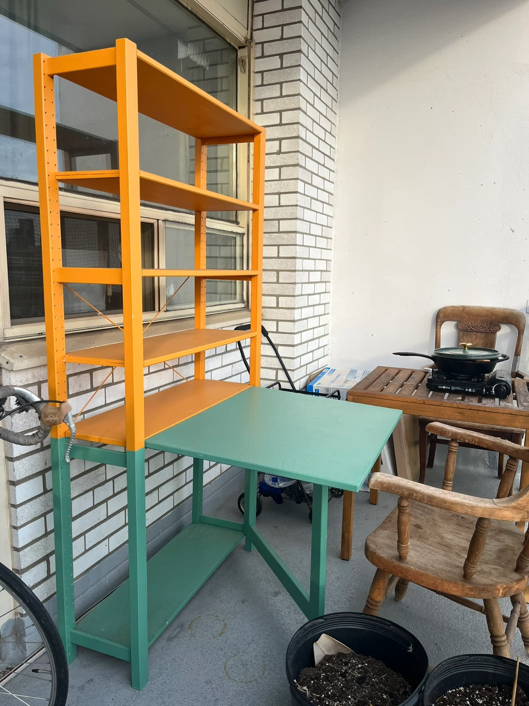 Custom Painted Bookshelf with Foldout Desk