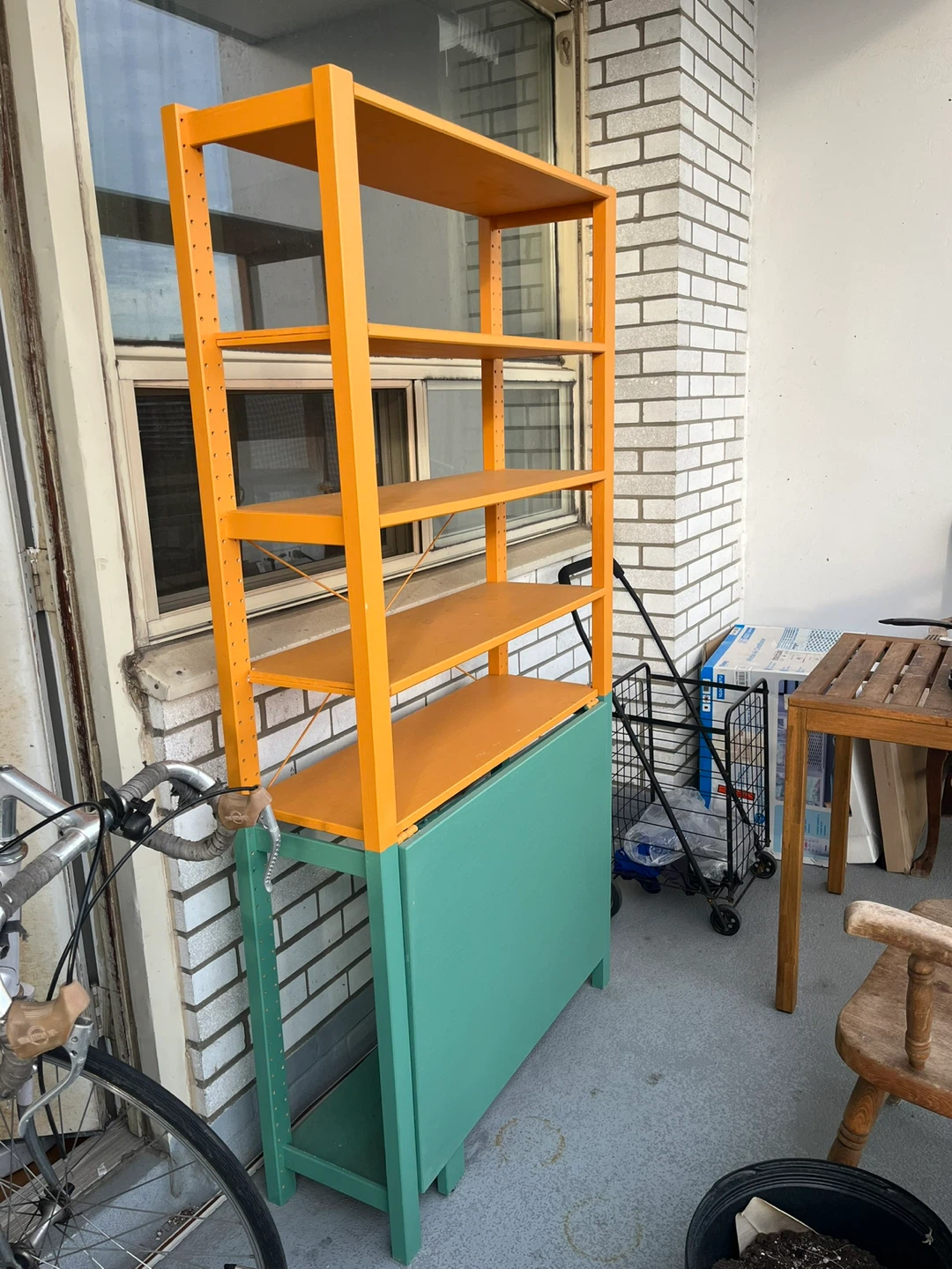 Custom Painted Bookshelf with Foldout Desk - photo 2