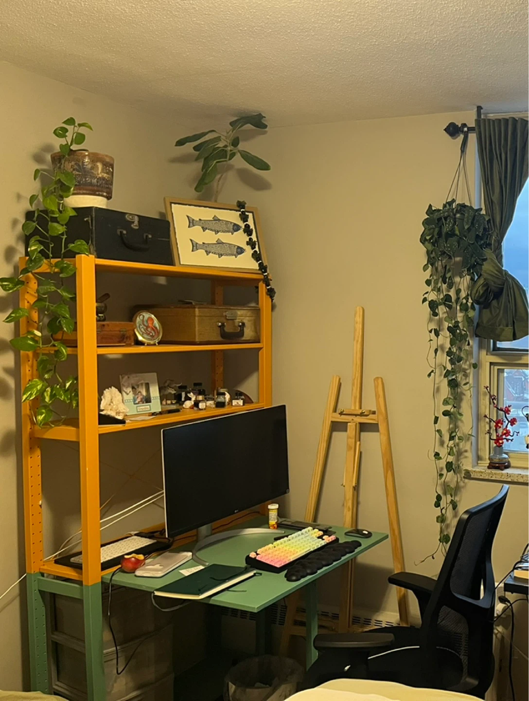 Custom Painted Bookshelf with Foldout Desk - photo 3