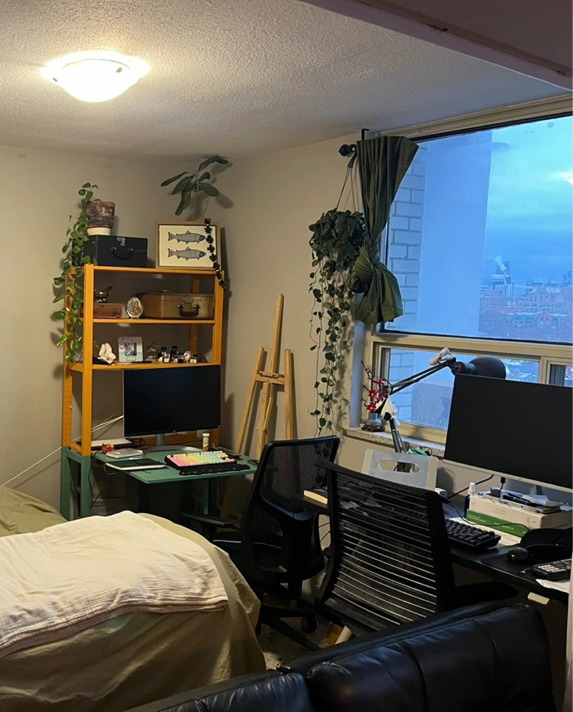 Custom Painted Bookshelf with Foldout Desk - photo 4